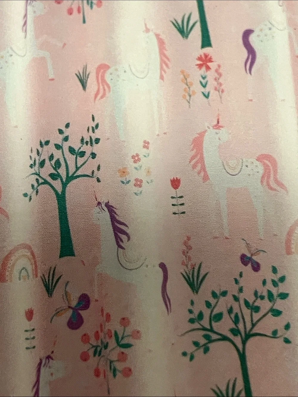 Your Zone Pink Unicorn Fabric Shower Curtain